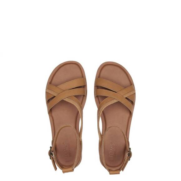 NEW TOMS women's rory strappy sandal in tan leather - Picture 5 of 6